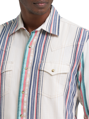 Chemise Western Retro® Premium Tan Multi Stripe à snaps - Homme