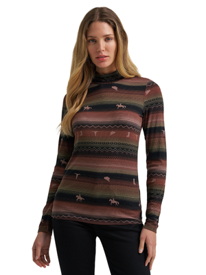 Chandail à manches longues Retro® Punchy Mock Neck Stripe - Femme