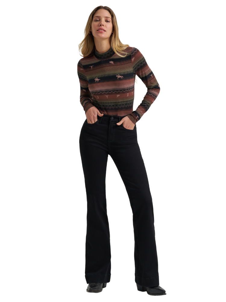 Chandail à manches longues Retro® Punchy Mock Neck Stripe - Femme