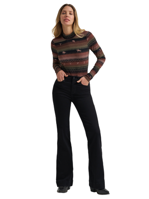Chandail à manches longues Retro® Punchy Mock Neck Stripe - Femme