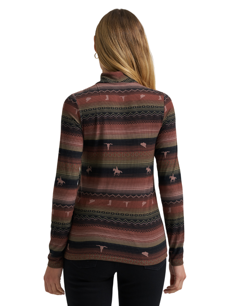 Chandail à manches longues Retro® Punchy Mock Neck Stripe - Femme
