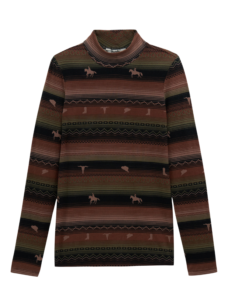 Chandail à manches longues Retro® Punchy Mock Neck Stripe - Femme