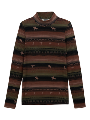 Chandail à manches longues Retro® Punchy Mock Neck Stripe - Femme