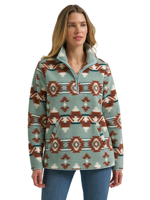 Veste en sherpa Retro Punchy Turquoise Aztec - Femme