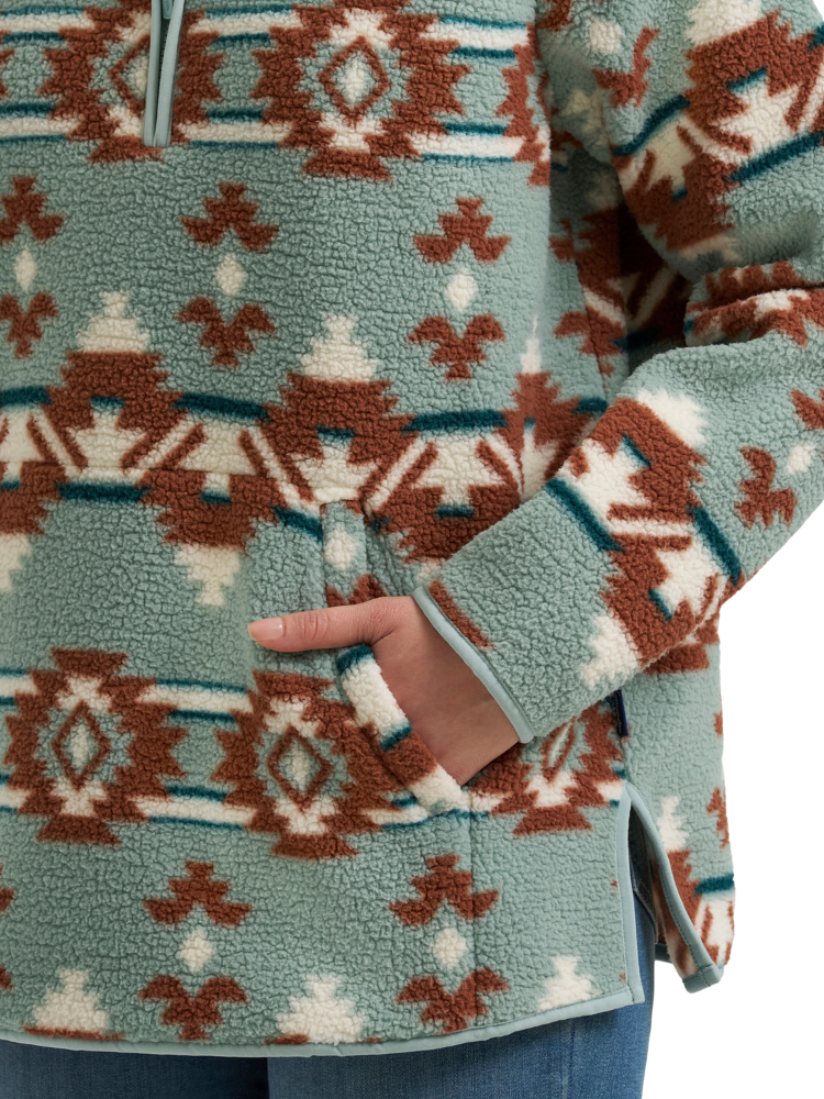 Veste en sherpa Retro Punchy Turquoise Aztec - Femme