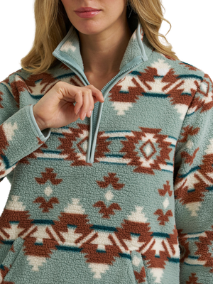 Veste en sherpa Retro Punchy Turquoise Aztec - Femme