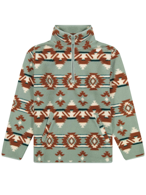 Veste en sherpa Retro Punchy Turquoise Aztec - Femme
