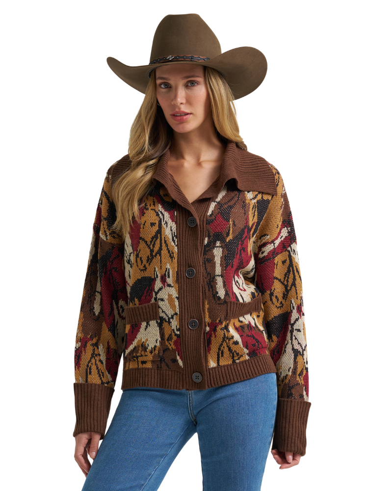 Cardigan Retro® Punchy Horses - Femme