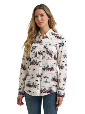 Women's Horse Running Snap-Front Western Shirt