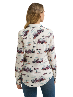 Women's Horse Running Snap-Front Western Shirt