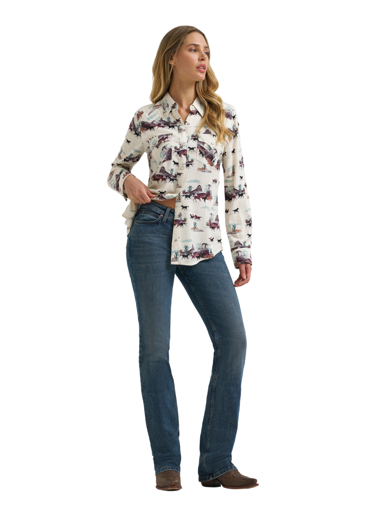 Women's Horse Running Snap-Front Western Shirt