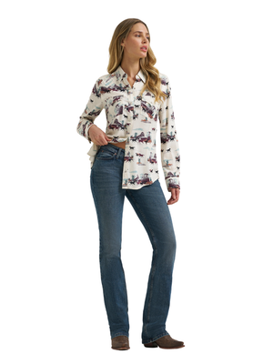 Women's Horse Running Snap-Front Western Shirt