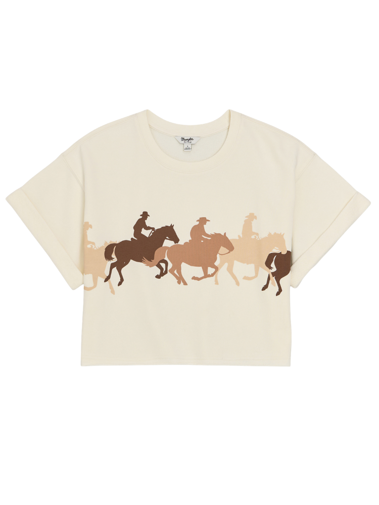 Sweatshirt Écourté à manches courtes Horse - Femme