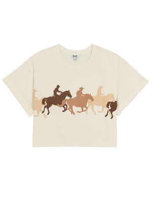 Sweatshirt Écourté à manches courtes Horse - Femme