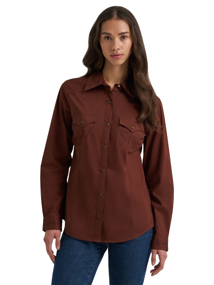 Chemise Western Sierra Snap Bootstitch Brune - Femme