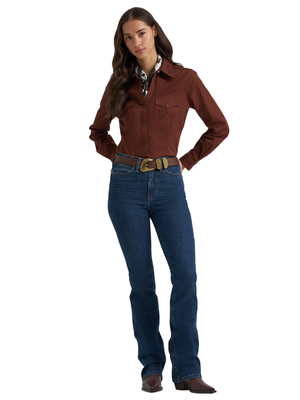 Chemise Western Sierra Snap Bootstitch Brune - Femme