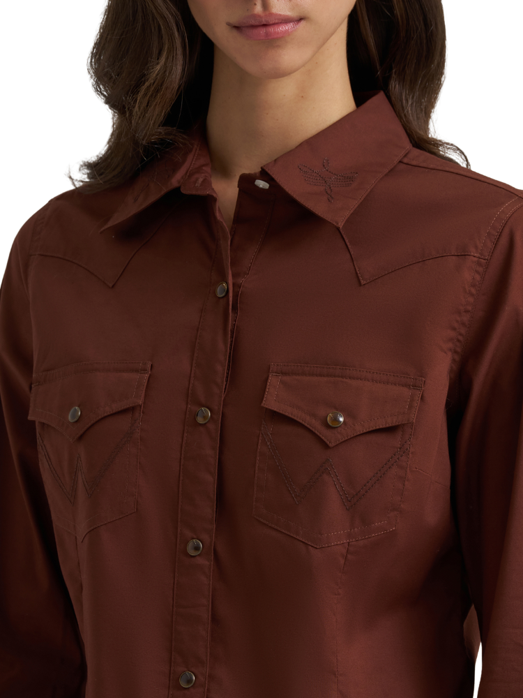 Chemise Western Sierra Snap Bootstitch Brune - Femme