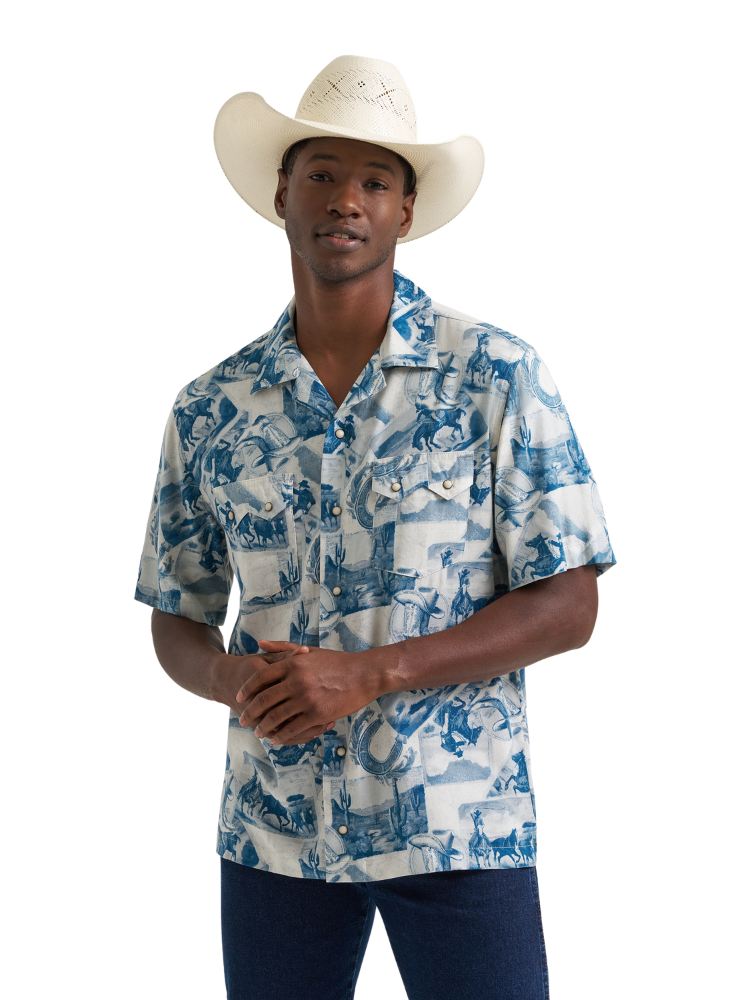 Chemise Western Panhandle Slim Homme 15,5 – Carreaux, Manches Longues, Pression Perle