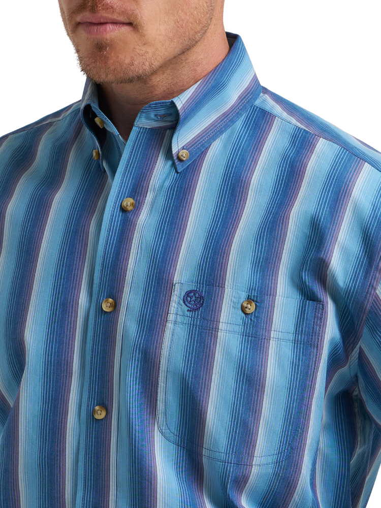 Chemise Western Rayée Bleu George Strait - Homme