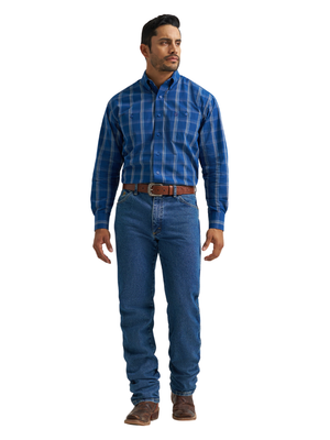 George Strait Men's Blue Plaid Western Shirt