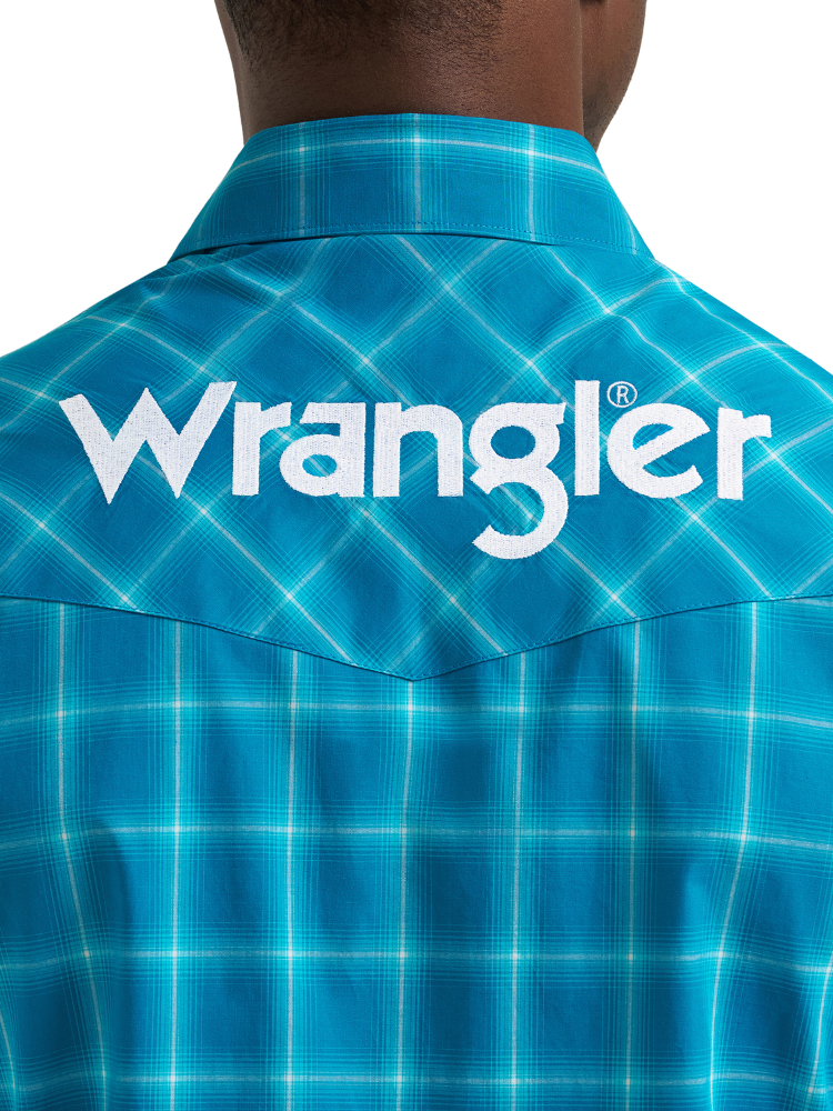 Chemise Western logos Plaid Bleue - Homme