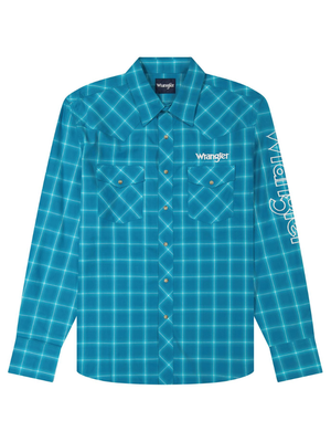 Chemise Western logos Plaid Bleue - Homme