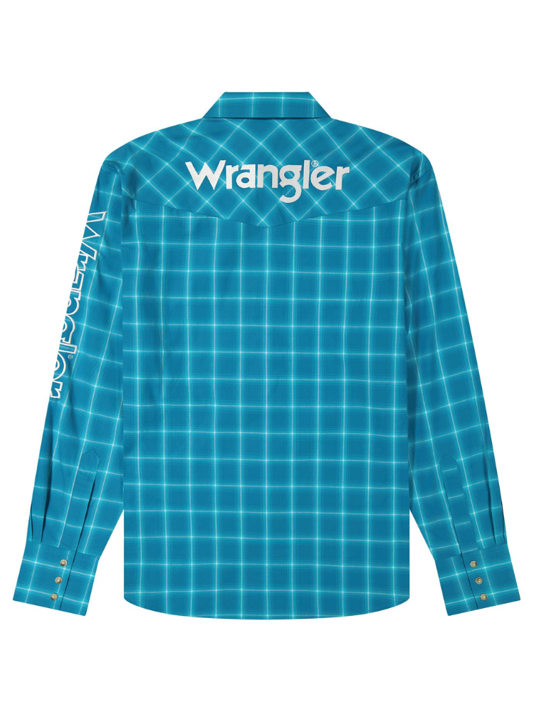 Chemise Western logos Plaid Bleue - Homme