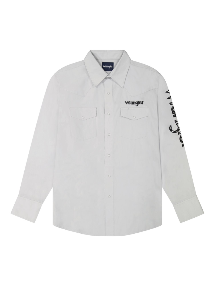 Chemise Western blanche à broderies - Homme