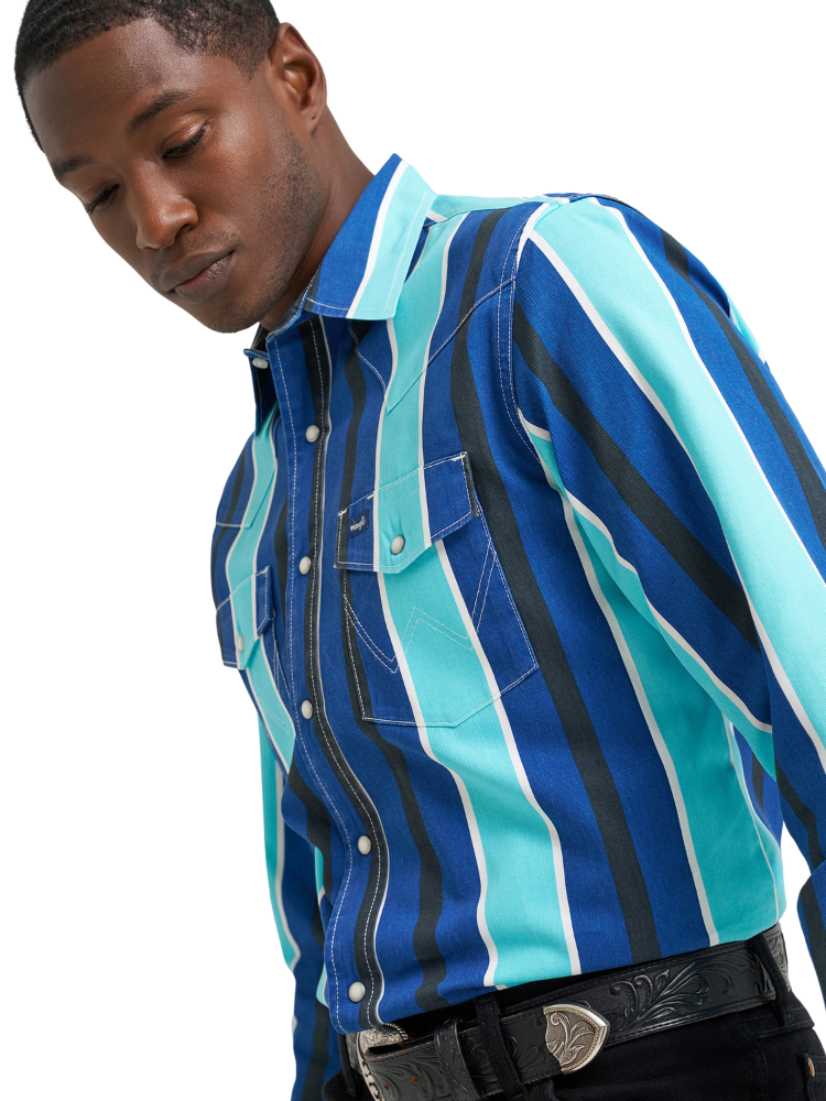 Chemise Western Vintage Inspired Blue - Homme