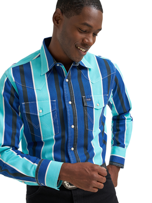 Chemise Western Vintage Inspired Blue - Homme