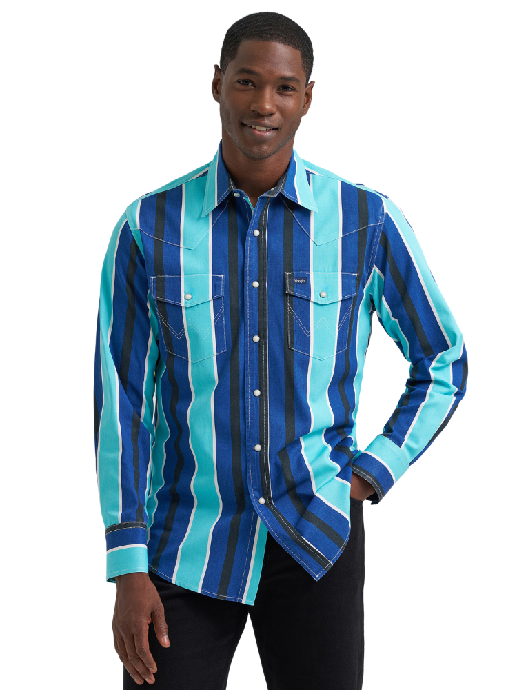 Chemise Western Vintage Inspired Blue - Homme