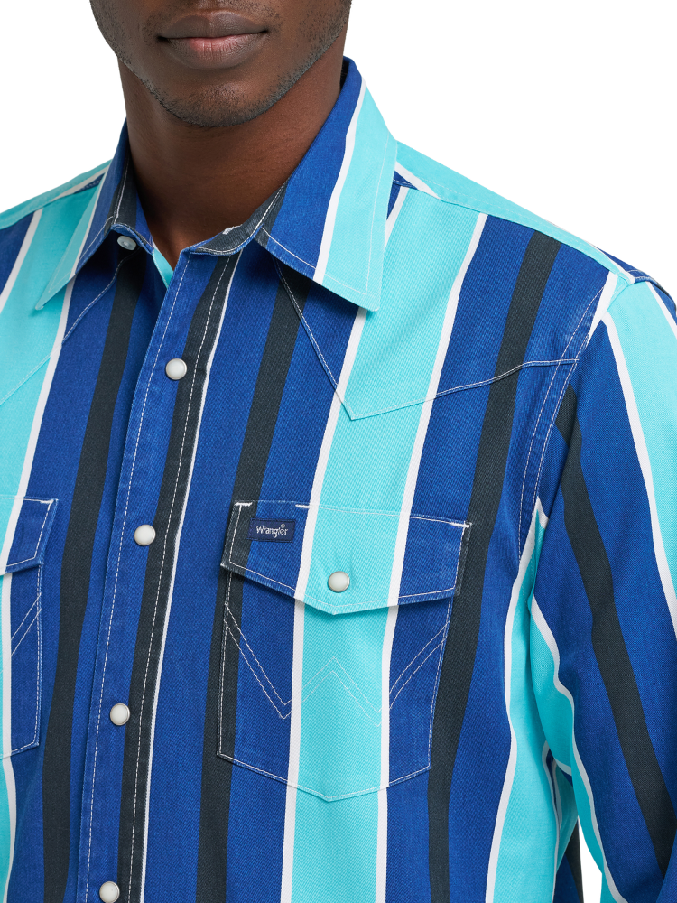 Chemise Western Vintage Inspired Blue - Homme