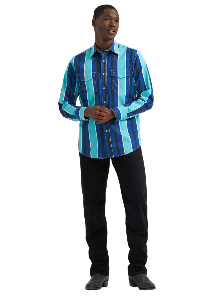 Chemise Western Vintage Inspired Blue - Homme