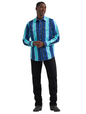 Chemise Western Vintage Inspired Blue - Homme