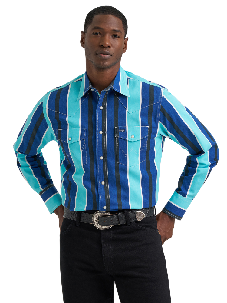 Chemise Western Vintage Inspired Blue - Homme
