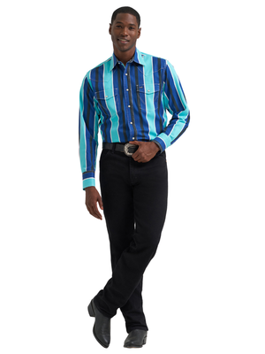 Chemise Western Vintage Inspired Blue - Homme
