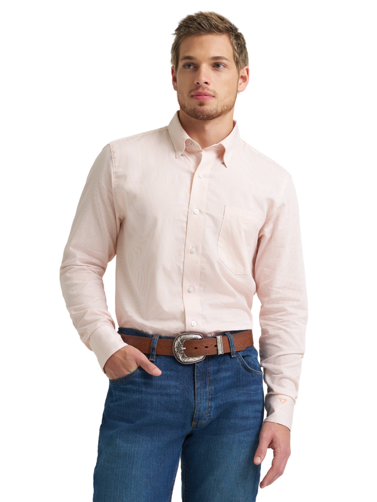 Wrangler® X Cody Johnson Striped Peach Western Shirt - Men's