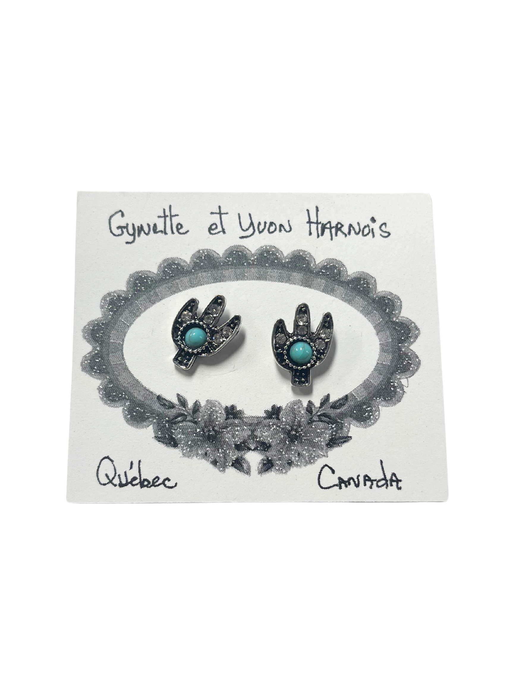 Boucles d'oreilles Cactus avec pierre turquoise