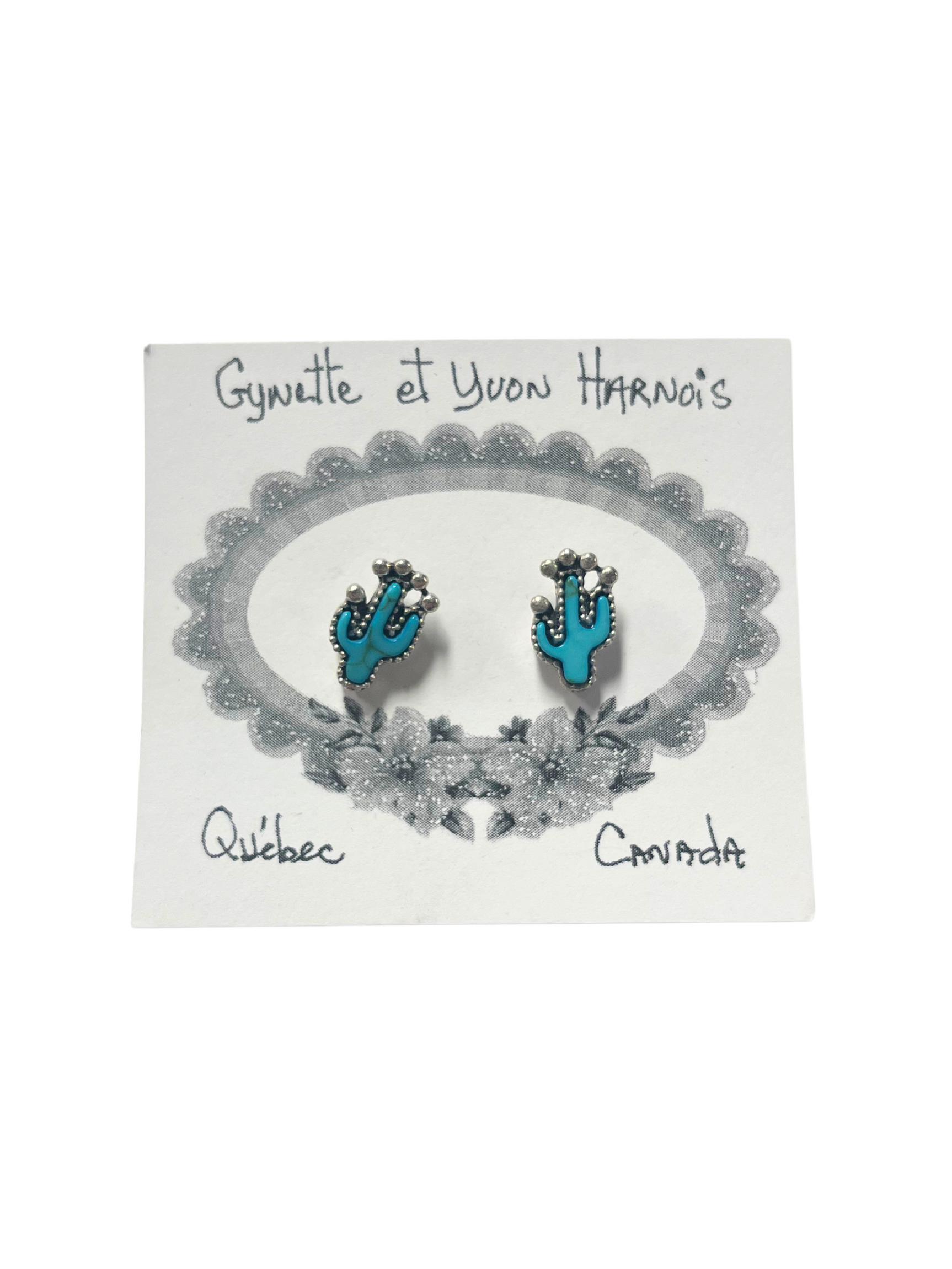 Boucles d'oreilles Cactus Pierre Turquoise