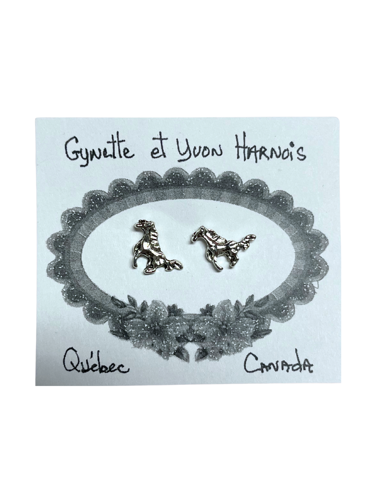 Silver galloping horse earrings