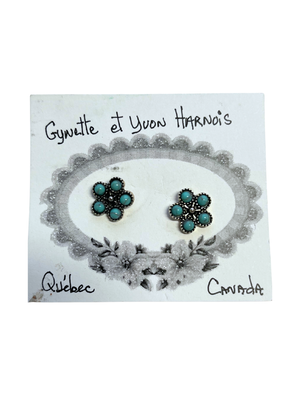Flower earrings made of turquoise stones