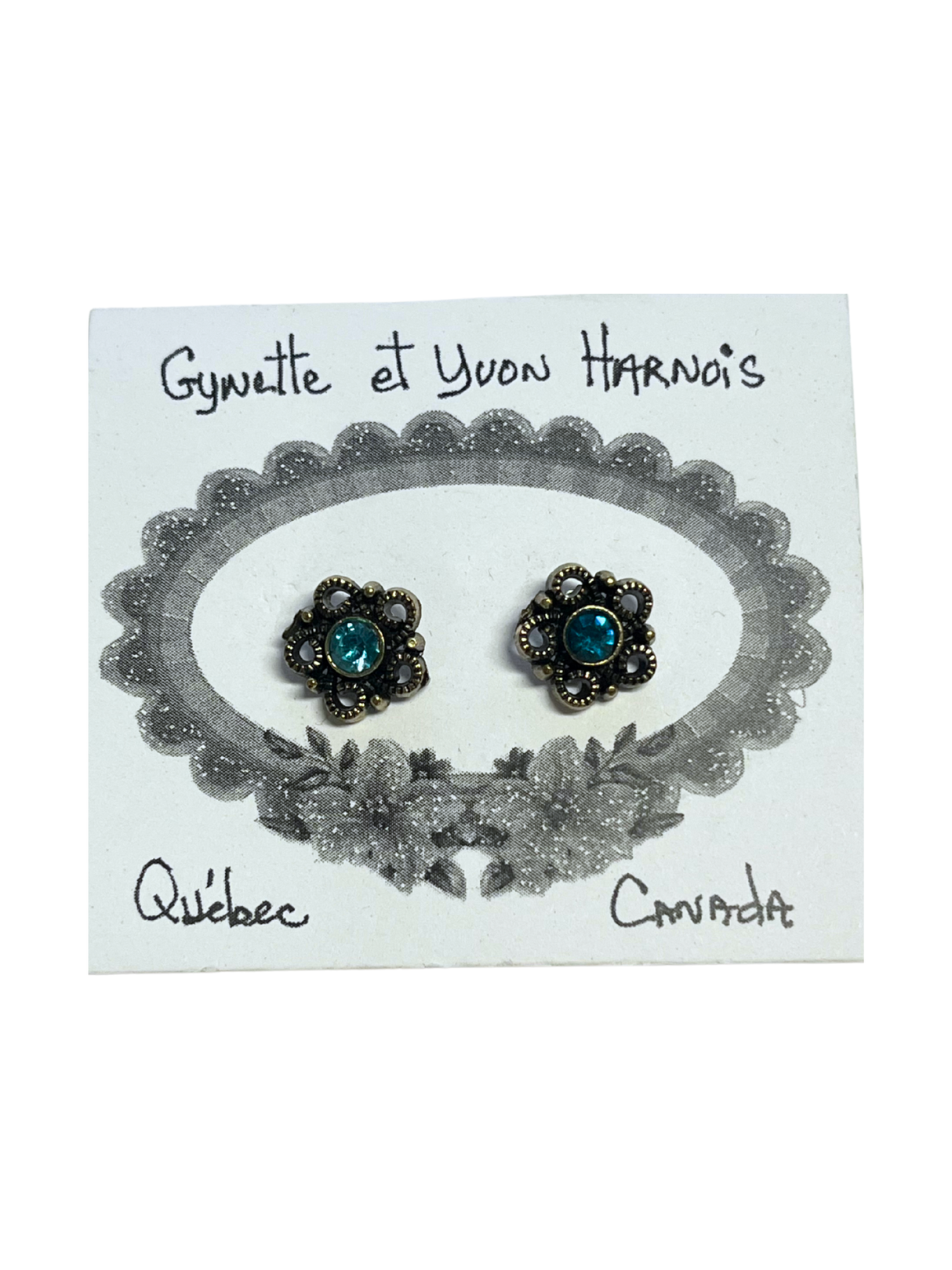 Boucles d'oreilles fleur avec cristal