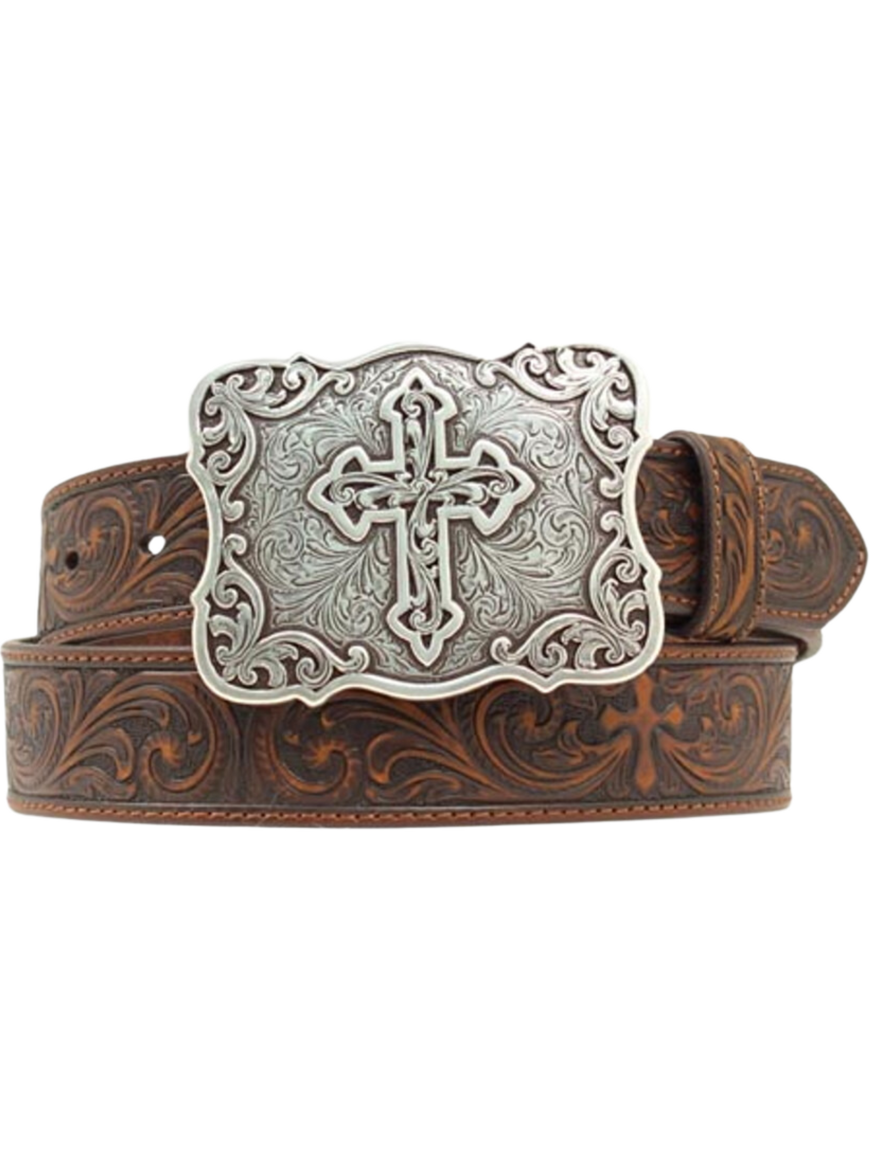 Ceinture Tooled avec Boucle Croix - Femme