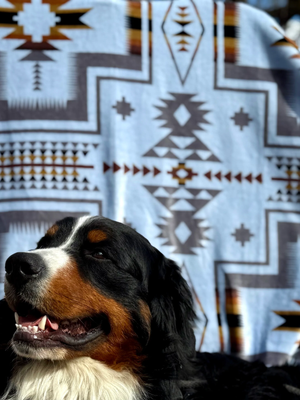 Couverture en molleton Mayan Grey grise à motifs mayas