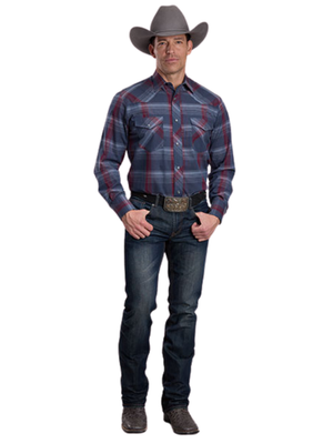 Chemise western Classics Grey/Wine Plaid - Homme