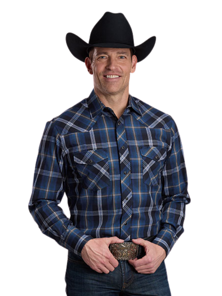 Chemise western Blue/Black/Tan Plaid - Homme