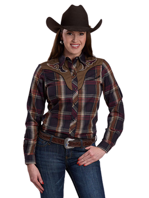 Chemise western Multi Brown Plaid - Femme