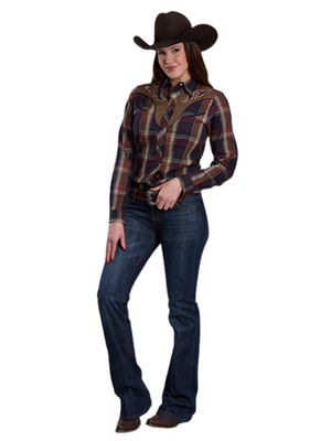 Chemise western Multi Brown Plaid - Femme
