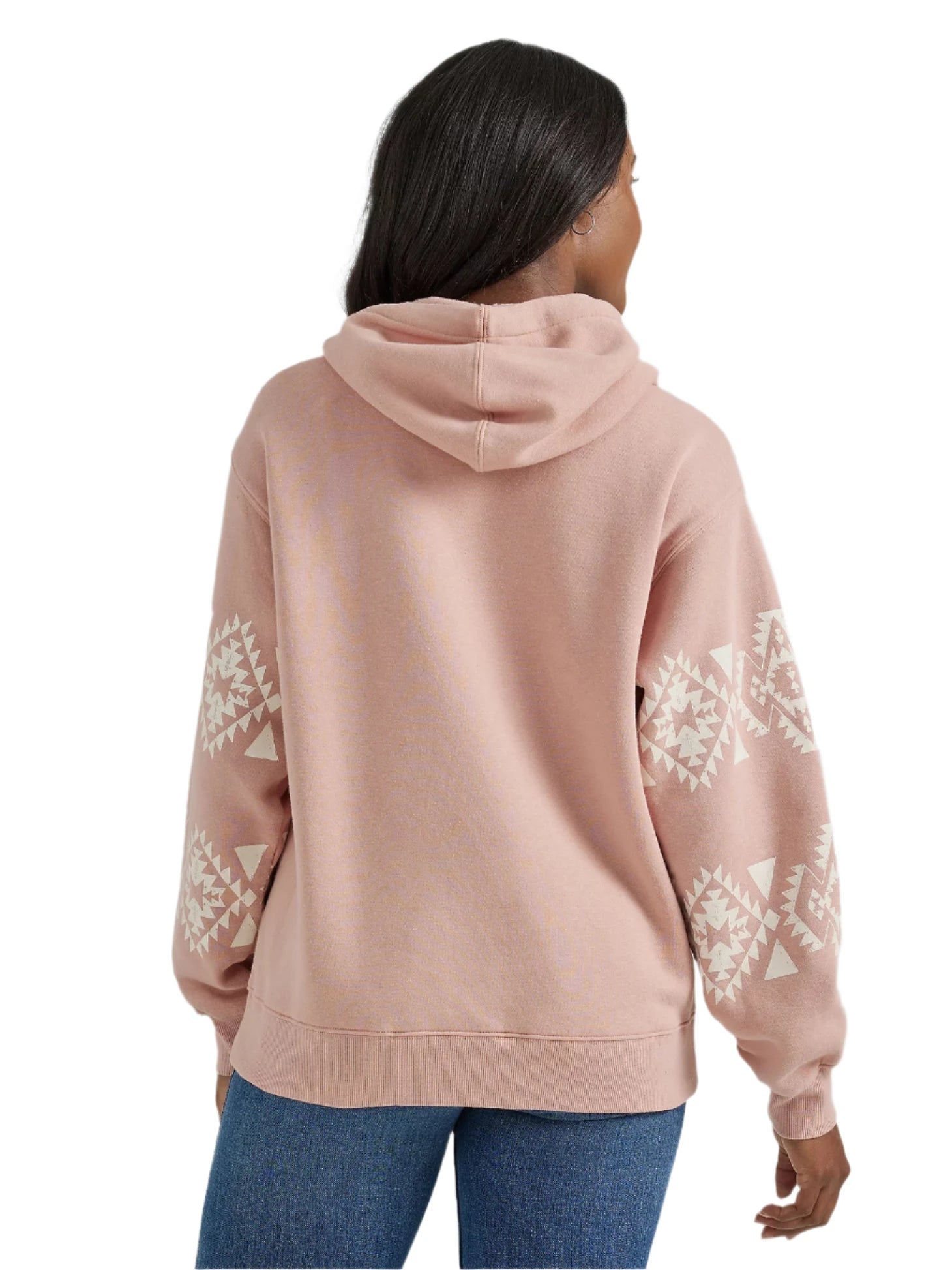 Women's Southwest Kabel Hoodie in the shade Pink geo from Wrangler, back shot.