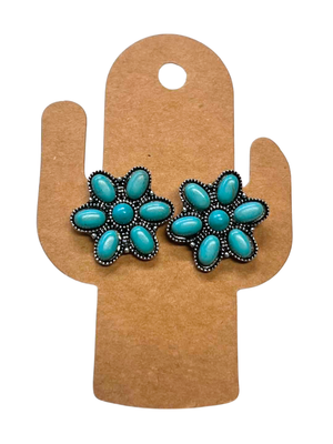 Western Turquoise Flower Earrings